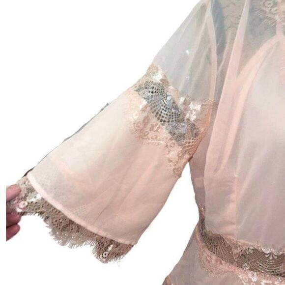 Vintage Inspired Long Pink Layered V Neck Half Sleeves Maxi Dress Women size XL - Picture 5 of 15